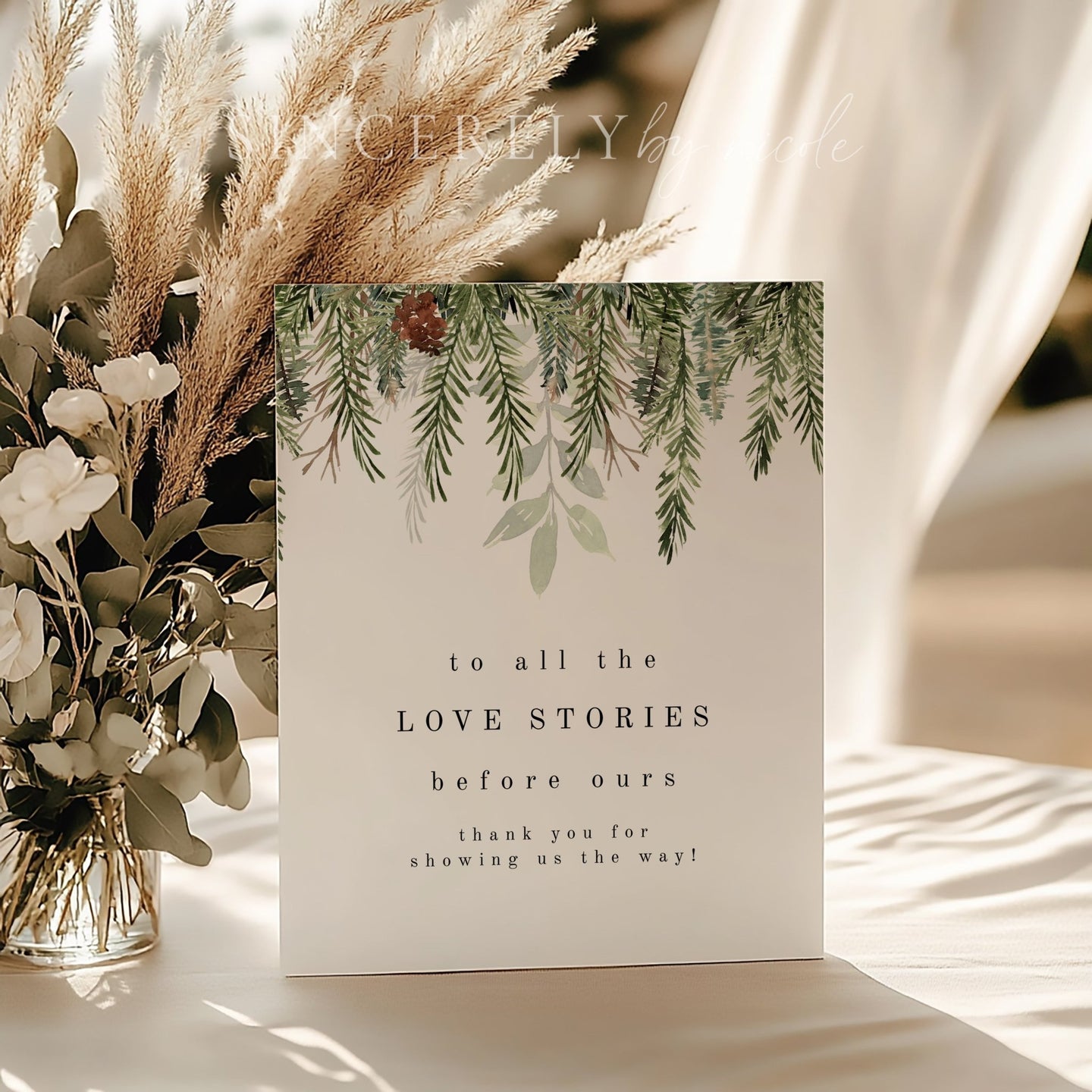 Christmas Wedding To All The Love Stories Generations Of Love Table Sign - SincerelyByNicole